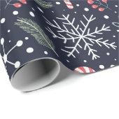 Vrolijk Kerstfeest Snoepjes Sneeuwvlok Fir Branch  Cadeaupapier (Rol Hoek)