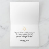 Vrolijk kerstfeest, snoewflake en houtsproeifoto kaart (Binnen)