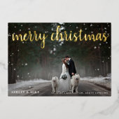 Vrolijk kerstfeest Snow 2 Fotohuwelijk Dank je wel Folie Feestdagenkaart (Voorkant)