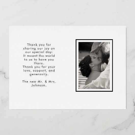 Vrolijk kerstfeest Snow 2 Fotohuwelijk Dank je wel Folie Feestdagenkaart (Achterkant)