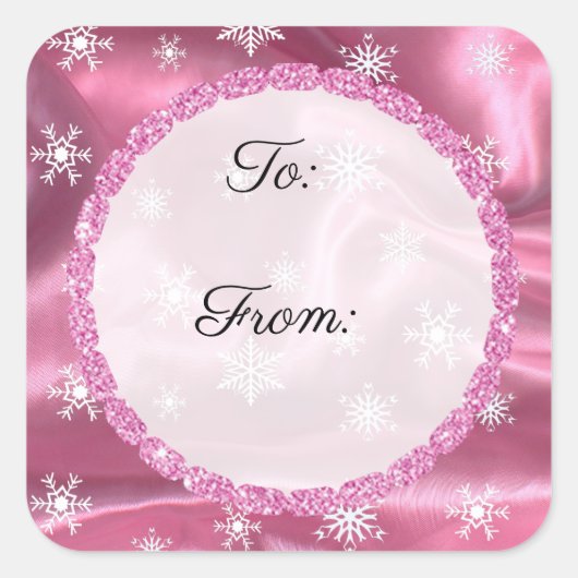Vrolijk kerstfeest Snowflake Black en roze sticker (Voorkant)