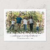 Vrolijk Kerstfeest Snowflake Elegant Script Foto Feestdagenkaart (Voorkant)