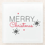 Vrolijk kerstfeest Snowflake Red en Black Glazen Onderzetter (Voorkant)