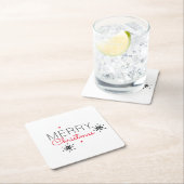 Vrolijk kerstfeest Snowflake Red en Black Kartonnen Onderzetters (Insitu)