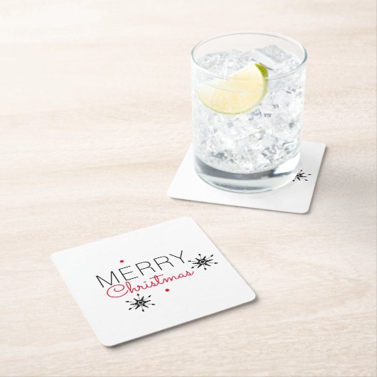 Vrolijk kerstfeest Snowflake Red en Black Kartonnen Onderzetters (Insitu)