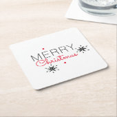 Vrolijk kerstfeest Snowflake Red en Black Kartonnen Onderzetters (Schuin)
