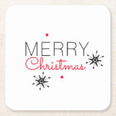 Vrolijk kerstfeest Snowflake Red en Black Kartonnen Onderzetters (Voorkant)
