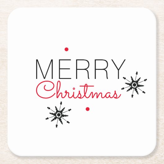 Vrolijk kerstfeest Snowflake Red en Black Kartonnen Onderzetters (Voorkant)