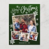 Vrolijk kerstfeest Snowflake Rustic 4 foto's Briefkaart (Voorkant)