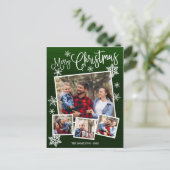 Vrolijk kerstfeest Snowflake Rustic 4 foto's Briefkaart (Staand voorkant)
