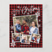 Vrolijk kerstfeest Snowflake Rustic 4 foto's Briefkaart (Voorkant)