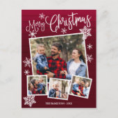 Vrolijk kerstfeest Snowflake Rustic 4 foto's Briefkaart (Voorkant)