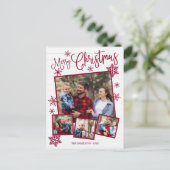 Vrolijk kerstfeest Snowflake Rustic 4 foto's Briefkaart (Staand voorkant)