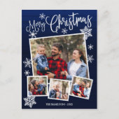 Vrolijk kerstfeest Snowflake Rustic 4 foto's Briefkaart (Voorkant)