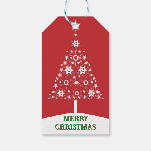 Vrolijk Kerstfeest Snowflake Tree Gift Label Cadeaulabel (Achterkant)