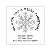 Vrolijk Kerstfeest Snowflake Vakantie Retour Adres Zelfinktende Stempel (Design)
