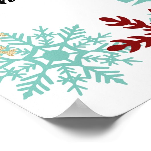 Vrolijk kerstfeest - Snowflake Wreath - Poster (Hoek)