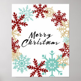 Vrolijk kerstfeest - Snowflake Wreath - Poster