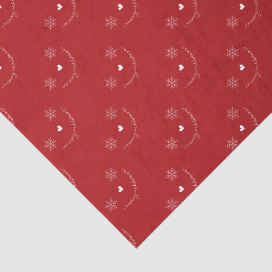 Vrolijk kerstfeest Snowflakes Red Cute Holiday Tissuepapier (Detail)