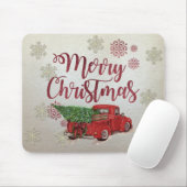Vrolijk kerstfeest, Snowflakes, Red Truck Pine Tre Muismat (Met muis)