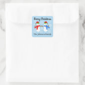 Vrolijk kerstfeest Snowman #3 Ttickers Vierkante Sticker (Tas)