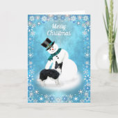 Vrolijk kerstfeest Snowman en Border Collie Dog Ca Kaart (Voorkant)