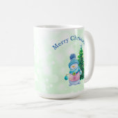 Vrolijk kerstfeest, Snowman en kerstboom Koffiemok (Voorkant rechts)