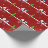 Vrolijk kerstfeest Snowman en Kerstman Cadeaupapier (Hoek)