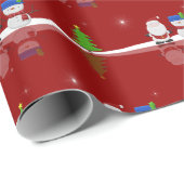 Vrolijk kerstfeest Snowman en Kerstman Cadeaupapier (Rol Hoek)