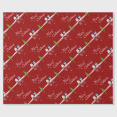 Vrolijk kerstfeest Snowman en Kerstman Cadeaupapier (Vlak)