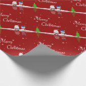 Vrolijk kerstfeest Snowman en Kerstman Cadeaupapier (Hoek)