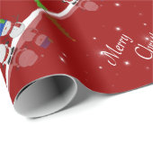 Vrolijk kerstfeest Snowman en Kerstman Cadeaupapier (Rol Hoek)