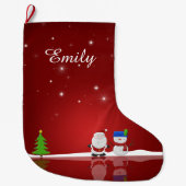 Vrolijk kerstfeest Snowman en Kerstman Grote Kerstsok (Voorkant)