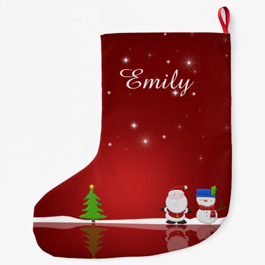 Vrolijk kerstfeest Snowman en Kerstman Grote Kerstsok (Achterkant)