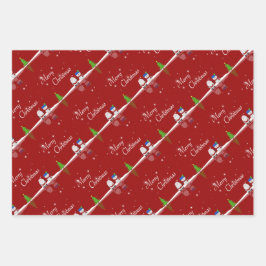 Vrolijk kerstfeest Snowman en Kerstman Inpakpapier Vel