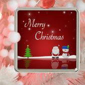 Vrolijk kerstfeest Snowman en Kerstman Metalen Ornament