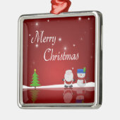 Vrolijk kerstfeest Snowman en Kerstman Metalen Ornament (Links)