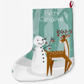 Vrolijk kerstfeest Snowman en rendier Grote Kerstsok (Achterkant)