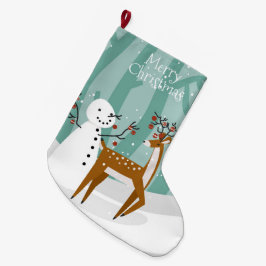 Vrolijk kerstfeest Snowman en rendier Grote Kerstsok