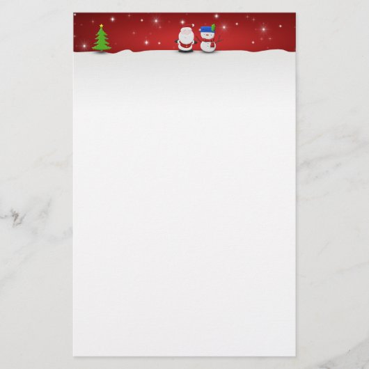 Vrolijk kerstfeest Snowman en Santa Briefpapier (Voorkant)