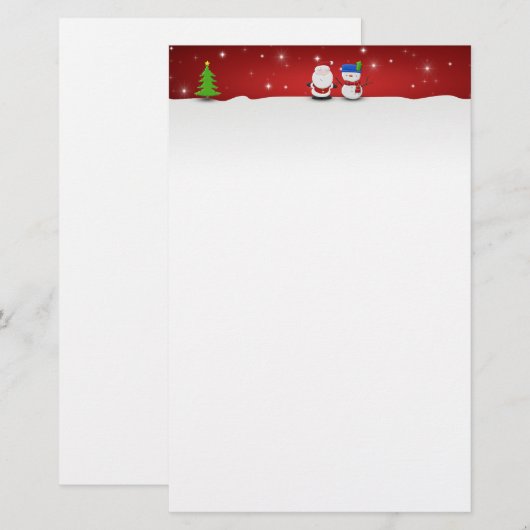Vrolijk kerstfeest Snowman en Santa Briefpapier (Voorkant / Achterkant)