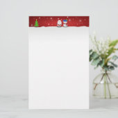 Vrolijk kerstfeest Snowman en Santa Briefpapier (Staand voorkant)