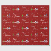 Vrolijk kerstfeest Snowman en Santa Cadeaupapier (Vlak)