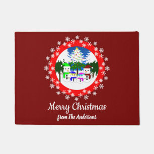 vrolijk kerstfeest! Snowman Family Doormat Deurmat