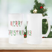 Vrolijk kerstfeest Snowman Font Frosted Mok