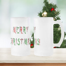 Vrolijk kerstfeest Snowman Font Frosted Mok