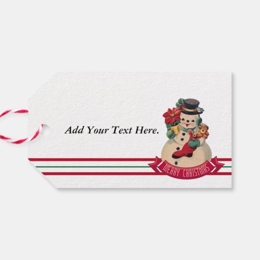 Vrolijk kerstfeest -  Snowman Gift Label Cadeaulabel (Achterkant Horizontaal)