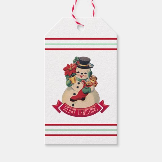 Vrolijk kerstfeest -  Snowman Gift Label Cadeaulabel (Voorkant)