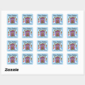 Vrolijk kerstfeest Snowman & House #3 Ttickers Vierkante Sticker (Vel)