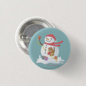 Vrolijk Kerstfeest: Snowman Illustratie Kunst Ronde Button 3,2 Cm (Voorkant /achterkant)